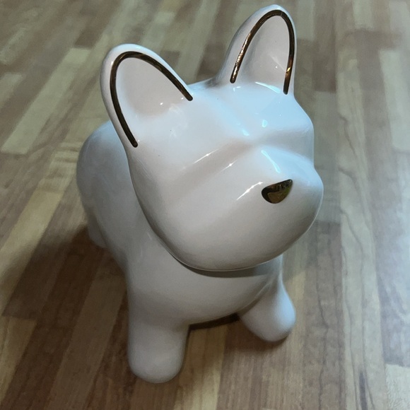 White Boston Terrier Canvas Dog Figurine Tabletop Decor with Gold Accents BNWT - Picture 5 of 9